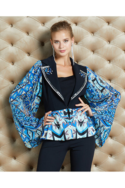 SERPİL Serpil Kadın Mavi-siyah Ceket 35554