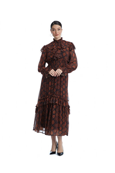 SERPİL Serpil Kadın Kahverengi Elbise 38853