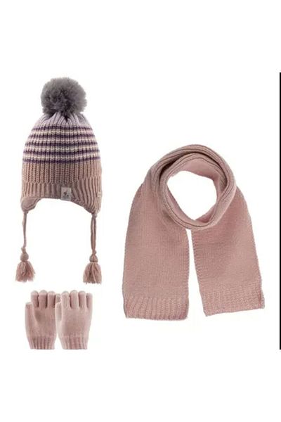 Kitti Gloves Scarf Beanie Set Powder