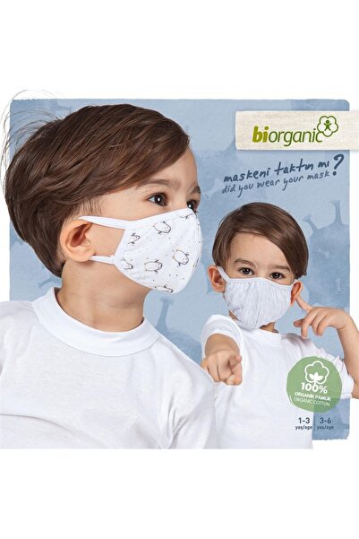 Bibaby Organik Maske 2li Penguen Beyaz - Kar Melanj