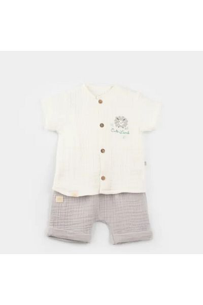 Bibaby Gray Lamb Friends 2-piece Set Shorts