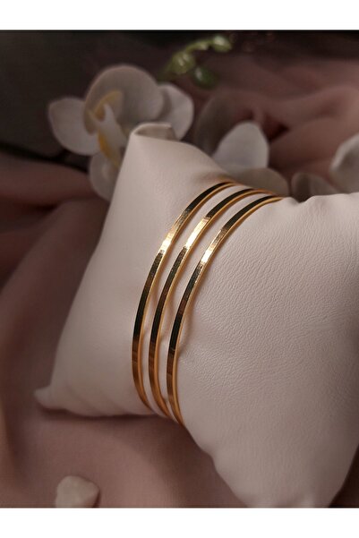 Yonga Moda 3 Adet 22 Ayar Altın Kaplama Ajda Bilezik (7 cm)
