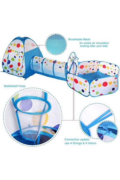MJ TOYS Çocuk Oyun Çadırı, 3'ü Bir Arada, Top Havuzu, Oyun Çadırı, Oyun Tünel...