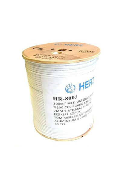 Herz Rg6u6 Uydu Anten Kablosu 80tel 300metre Beyaz