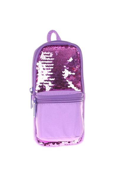 KAUKKO Geantă pentru creion cu trei compartimente pentru fete Magical Paiete Liliac - în formă de geantă