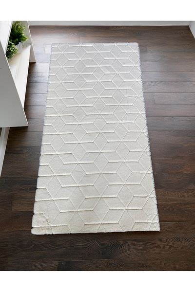 Prizma Comfort Diamond No:1 - Washable Single Bathroom Rug and Mat |   Cream - (75X110) cm
