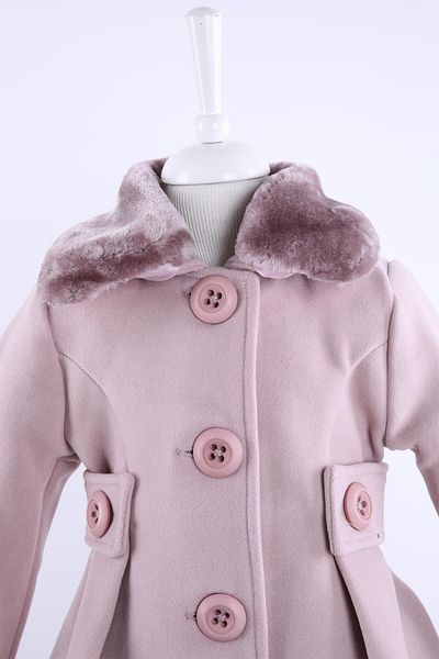 Babyhola Baby Girl Child Fur Collar Lined Stamp Coat Winter 13487