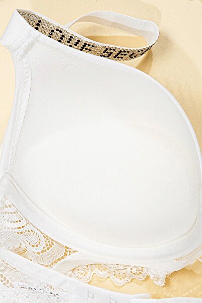 m mlinda Γυναικείο εκρού Micro Fabric Stone Strap Σουτιέν με επένδυση