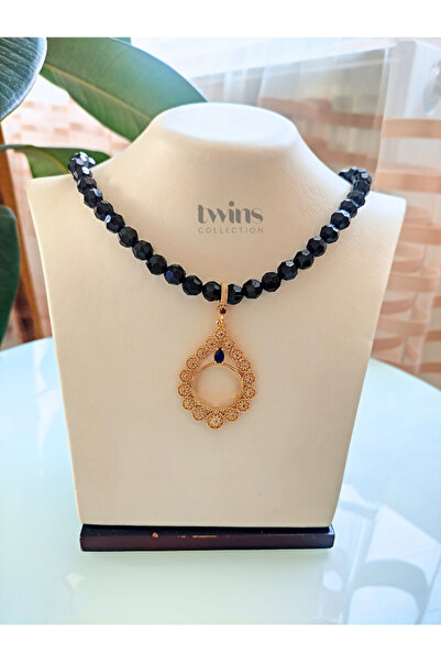 TwinsCollection Çeyrekli Altın Uyumlu 8 mm Kristal Boncuk Kolye