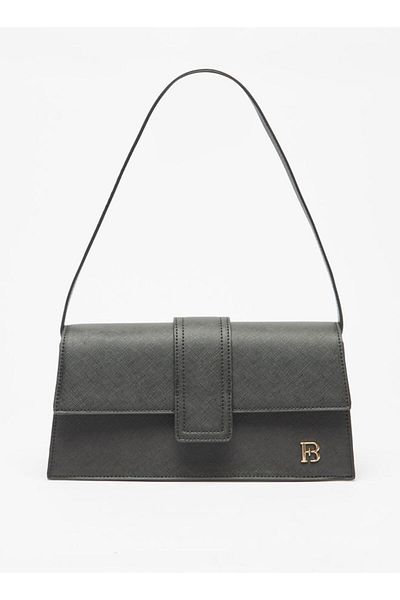 Flora Bella by Shoexpress Flora Bella Textured Shoulder Bag with Button Closure and Metallic Accent