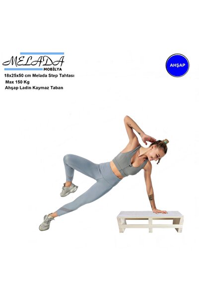 Melada Mobilya 18 cm Height Natural Wood Step Board with Non-Slip Base Suitable for Household Use 25 cm X 50 cm