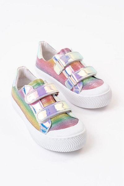 Herayakkabi Girl's Rainbow Colorful Velcro Lightweight Sneakers