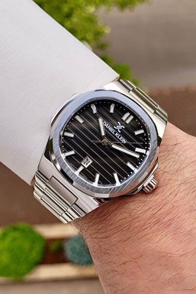 Daniel Klein Kadranı Siyah Kordonu Gümüş Renk 24 Ay Garantili Takvimli Erkek ...