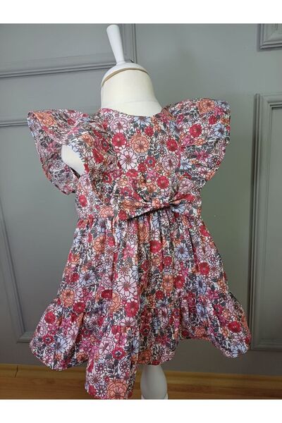 Butik Girl's Ruffled Floral Print Sleeveless Backless Cute Summer Dress
