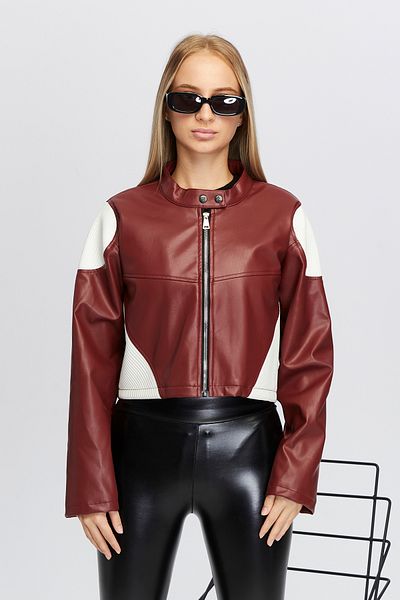 Black Level White Patterned Oversize Women's Jacket - Zip Collar, Snap Shoulder and Skirt