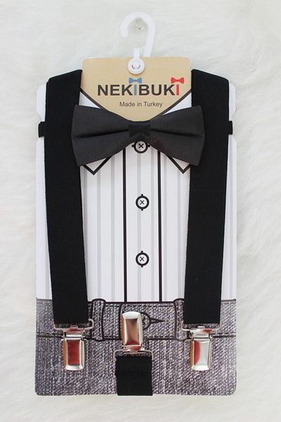 NEKİBUKİ Комплект тиранти и папионка в черно за момче 1-9 години