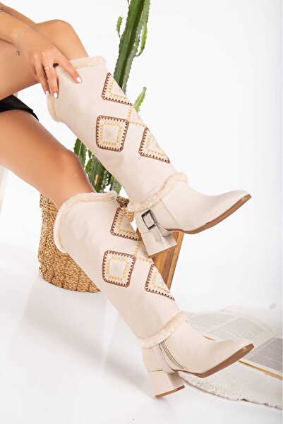 SEDRİK yeni sezon nakışlı kürklü su geçirmez ikili çizme