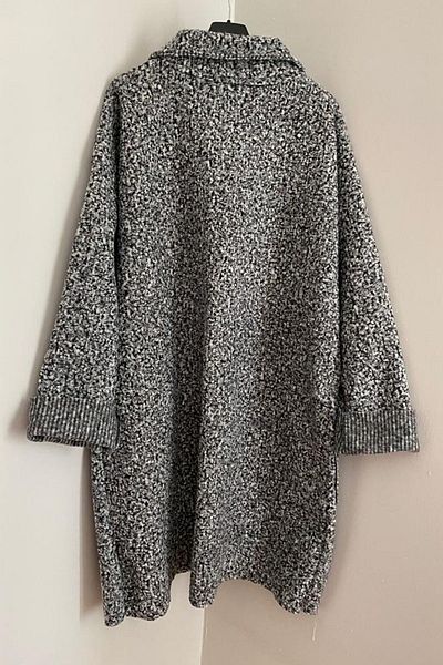 AYASOFYA OTANTIK Women's Italian Melted Zipper Pocket Boucle Coat