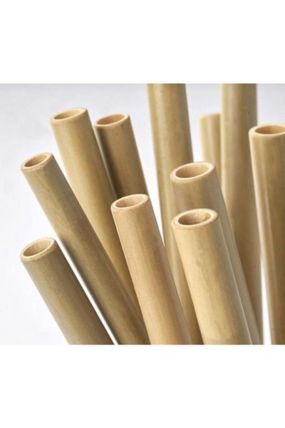 Kabak Home Pack of 10 Bamboo Straws & Cleaning Sticks