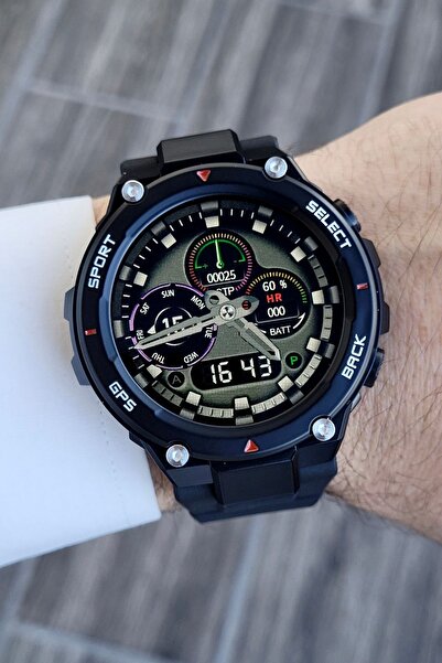 Daniel Klein ساعة يد رياضية للرجال باللون الأسود مع بوصلة وبارومتر وحبل من ال...