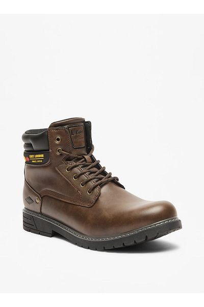 Lee Cooper حذاء Chukka للرجال مع تفاصيل الشعار وأربطة للإغلاق