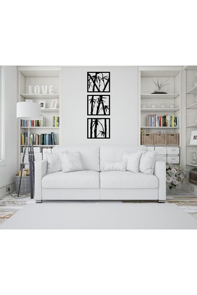Miminunu Tablou din bambus 3 piese Decoratiuni de perete MDF taiate cu laser 25x22 cm fiecare Numa Concept