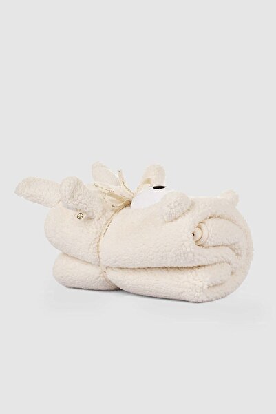 Little Gusto Teddy Bear Wellsoft Blanket Ecru