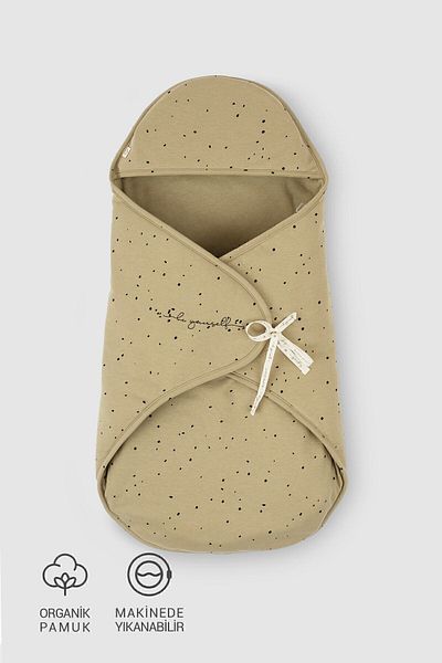 Little Gusto Hospital Exit Swaddle Newborn Cosmos Khaki Organic Cotton