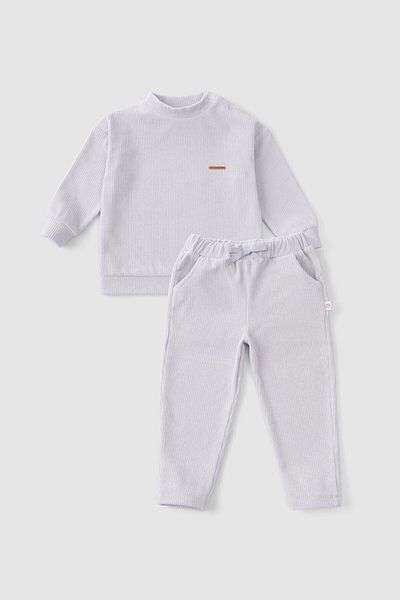 Little Gusto Corduroy Baby Tracksuit Set Gray