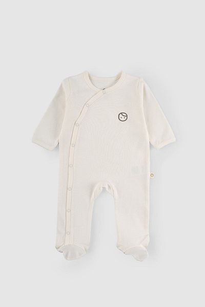 Little Gusto Newborn Booties Jumpsuit Ecru Organic Cotton