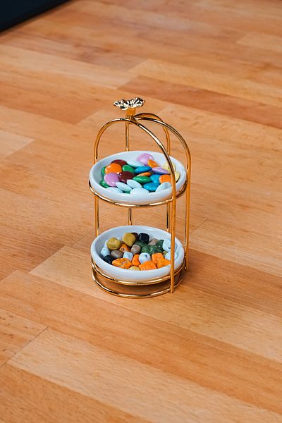 Hayveys 2 Tiers Rose Decorated Cage Model Gold Mini Presentation Bowl Turkish Delight Bowl Sugar Bowl Coffee Side Presentation Plate