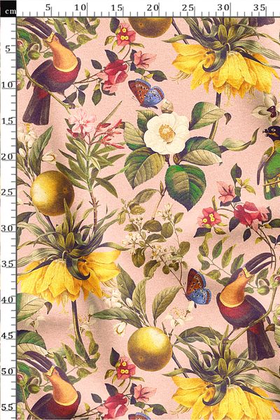 SUZANİ Summer Garden Patterned Digital Printed Fabric Kms-1646