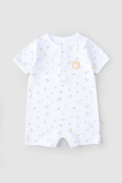 Little Gusto Organic Cotton Short Sleeve Baby Shorts Jumpsuit - Picnic