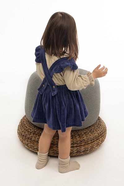 Little Gusto Navy Blue Velvet Gilet Baby Dress