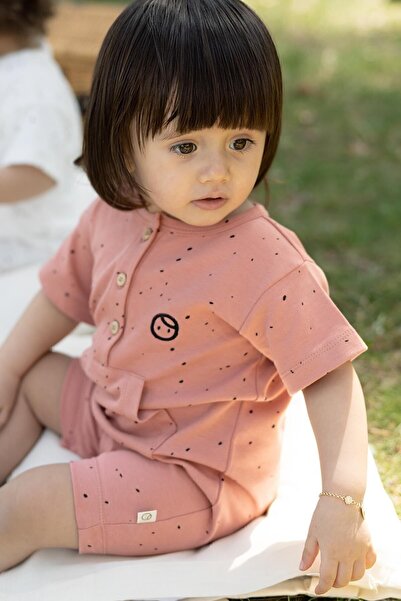 Little Gusto Short Sleeve Baby Shorts Jumpsuit Pink Dots