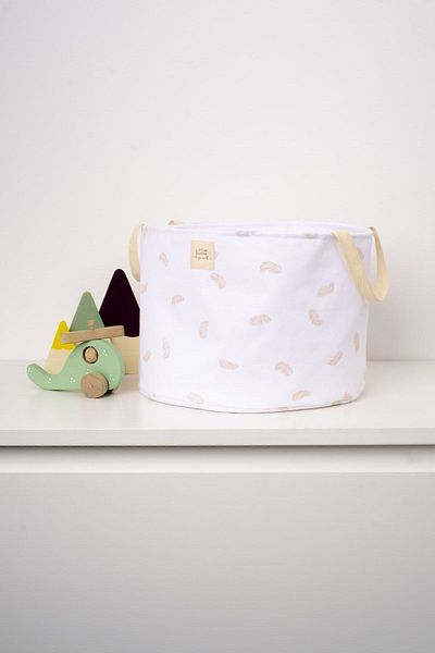 Little Gusto سلة ألعاب بمقبض كبير من القطن العضوي ريشة 25x35 سم