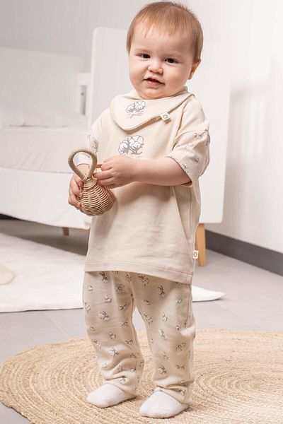 Little Gusto Cotton Patterned Organic Baby Set - Short Sleeve Top and Bottom Set