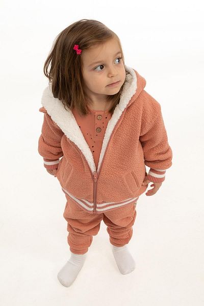 Little Gusto Hooded Wrap Quilted Jacket Baby Pink