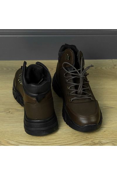 Elevold Ανδρικές μπότες με κρυφό τακούνι +8 cm καφέ με κορδόνια