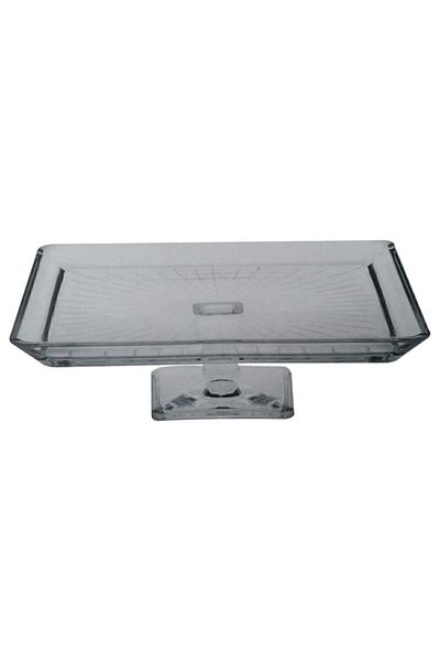 Paşabahçe Footed Glass Square Cake & Pastry Service Presentation Plate Madlen Fma04996