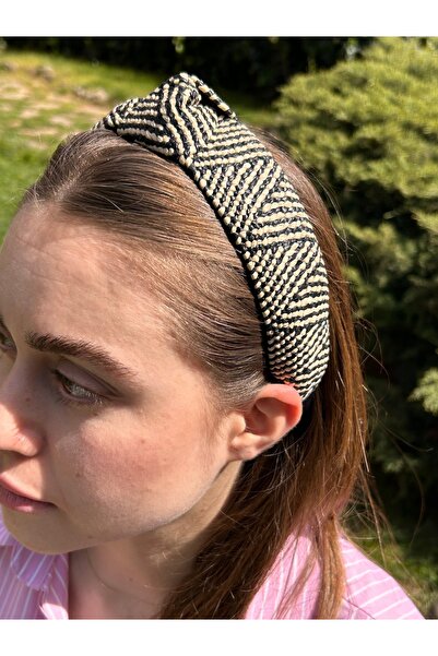 ByMerve Bym241 Model cu nod de paie - Coroana de păr pentru femei alb-negru, ...