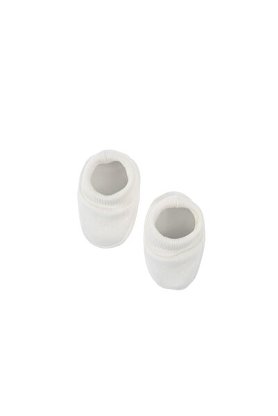 Little Gusto White Organic Cotton Booties - Newborn