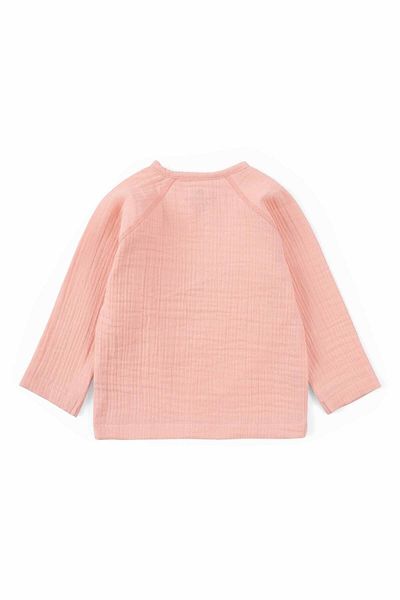 Little Gusto Double Breasted Collar Muslin Baby Jacket Pink Organic Cotton