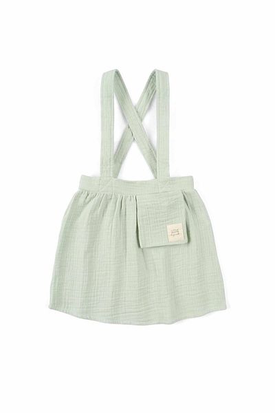 Little Gusto Muslin Kids Gilet Dress Green Organic Cotton