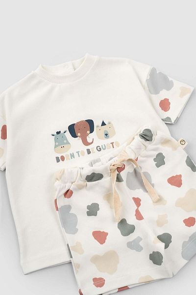 Little Gusto Organic Cotton Baby Shorts Set Animal Pattern