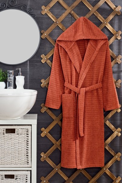 Casnack Quina Tile Anthracite Hooded Oversized Bathrobe Set