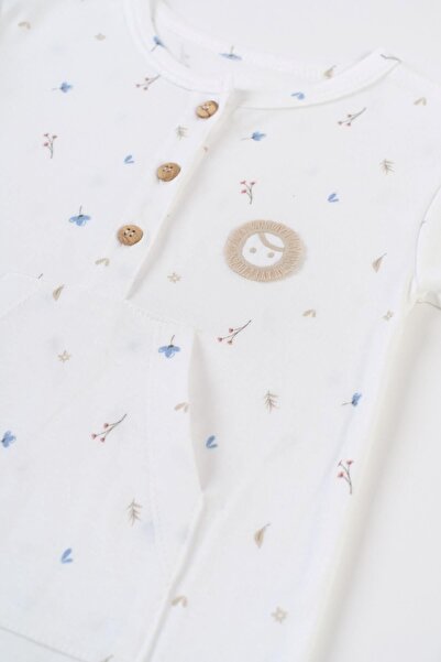 Little Gusto White Floral Patterned Short Sleeve Baby Romper