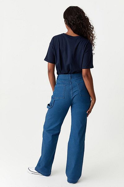 Select Moda Women's Blue Loose Cut Carpenter Jeans