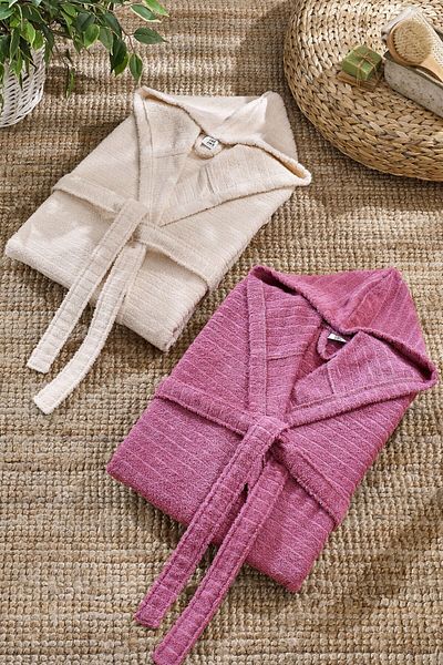 Casnack Σετ μπουρνούζι Quina Plum Beige Oversize με κουκούλα