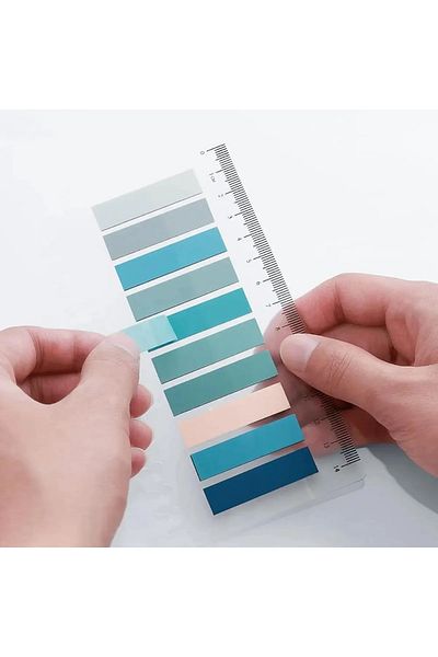 Fobinote Soft Blue Transparent Shades - Postit with Sticky Ruler Ari334-004